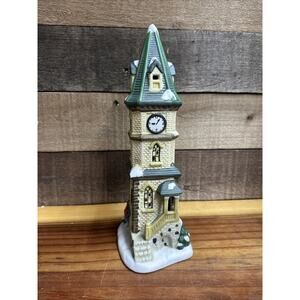 St Nicholas Square Village Clock Tower Bell Tower Lighted Porcelain House In Box